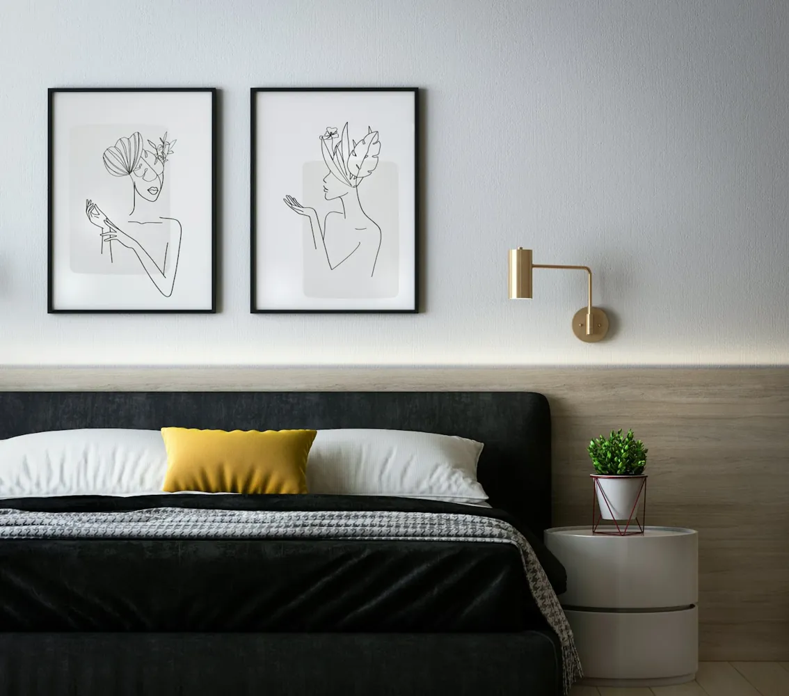 Quiet guest room corner near the desk