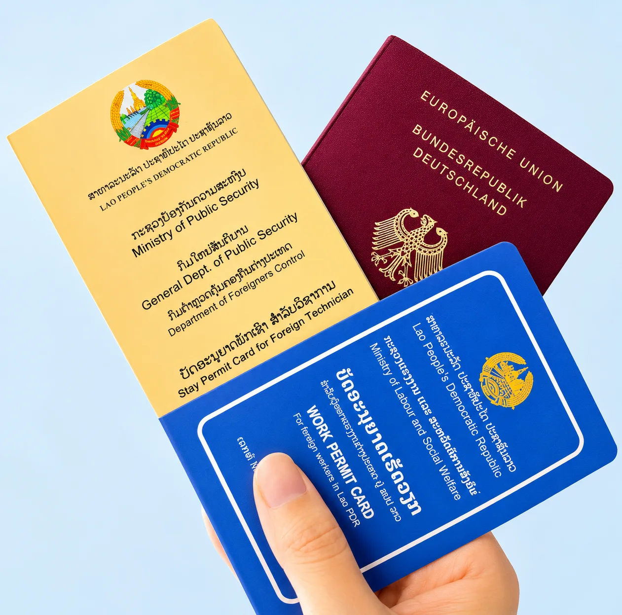 Laos stay permit and work permit cards